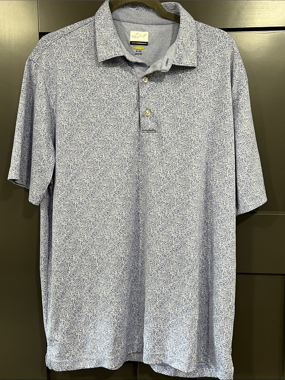 Greg Norman Collection Light Blue Micro-Print Polo